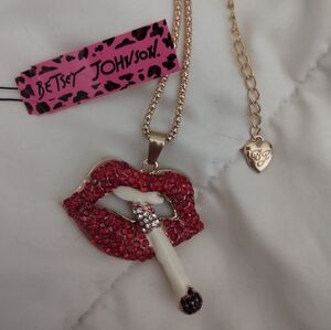Betsey Johnson Pink Lipstick Pendant Necklace